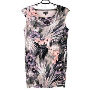 Womens Connected Apparel Floral Print Sleeveless Sheath Dress Cowl Neck Size 18W